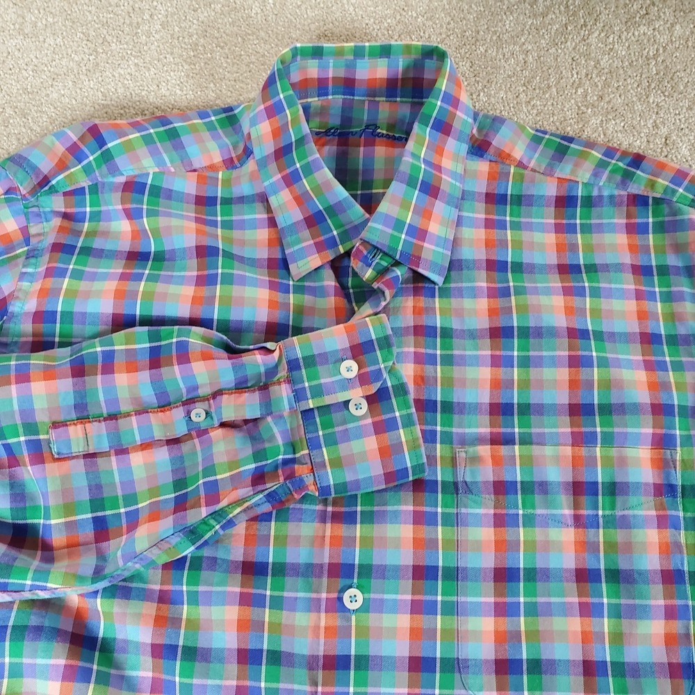 Alan Flusser Men's Button Up Shirt Size L Large Multicolor Long Sleeve